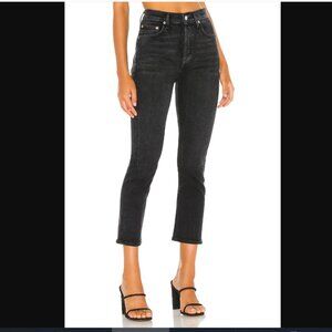 Agolde Denim Riley High Rise Straight Crop Jeans in Black Pepper 28 EUC